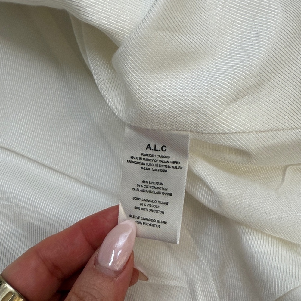 ALC Donovan Linen Blend Lined White Blazer Jacket Size 4 NWT - Picture 11 of 14